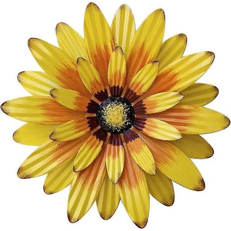 Décoration murale florale en métal, grande marguerite en métal, décoration murale extérieure pour jardin, sculpture florale suspendue à plusieurs niveaux pour clôture. (1/5)