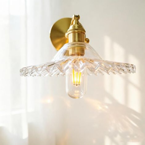 E27 Moderne Cuivre Applique Murale Industrielle Verre Murale Luminaires Lampe Plafonnier Industrielle Eclairage de Plafond Moderne en Vere Abat-jour (1/5)