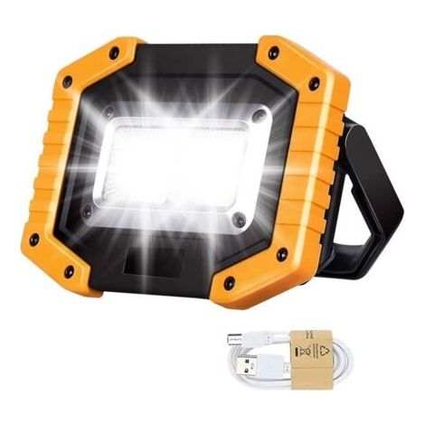 Lampe de travail LED 30 W rechargeable COB, projecteur lumineux 2 000 lm, lumière portable d'extérieur, batterie USB