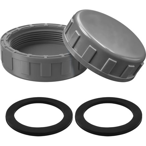 2 Bouchons d'Obturation avec Rondelle, 63mm Gris, Filetage Femelle, Étanche (1/5)