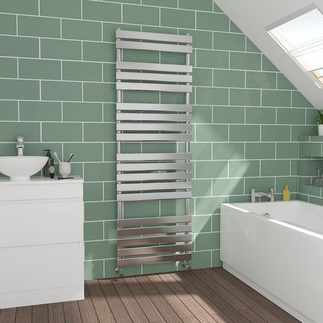 Flat Panel Chrome Towel Radiator Bathroom Heated Rail 1800x600mm (1/5)