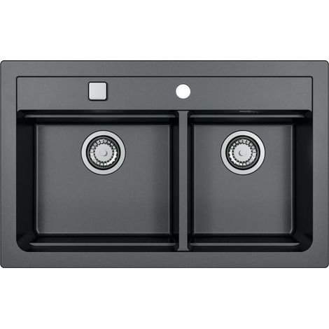 Alveus Atrox - Fregadero de granito 79x50 cm, con control de desagüe, carbon 1132002