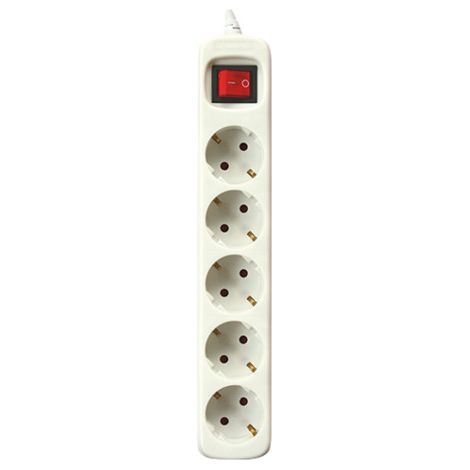 Base Multiple 5 Enchufes Schuko Interruptor Cable 3m BLANCO