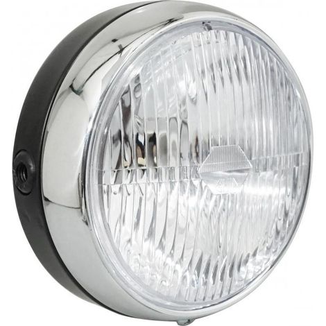 Optique phare avant rond Ø140mm en métal noir Guia pour mobylette (1/3)