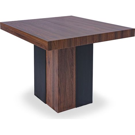 Table rectangulaire extensible Virzon 100-240cm Bois noisette et rainurage Noir