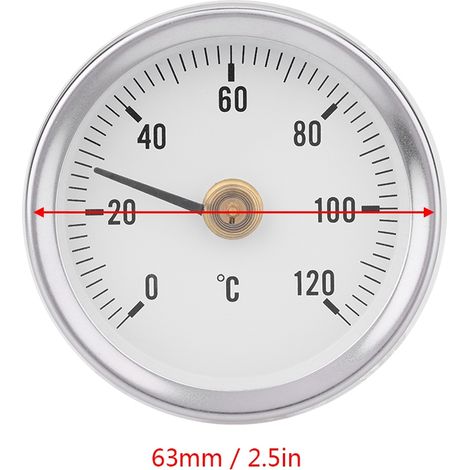 Thermomètre à ressort bimétallique 63mm IP55 étanche pour surface de tuyau -120°C à 120°C (1/5)