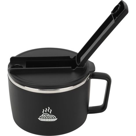 Nudelschale mit Essstäbchen und Löffel, 1200 ml, tragbare Ramen-Schale, Edelstahl 304, mit Deckel, fürs Büro (1/5)