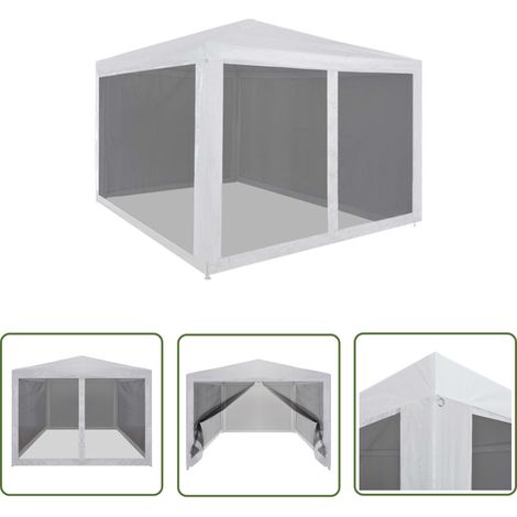 The Living Store Tente de réception avec 4 parois en maille 3 x 3 m - Tents De Réception - Auvent Pliable - Structure Extérieure - Parasol - Fête En Plein Air (1/5)