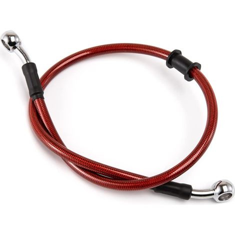MANGUERA DE FRENO DE MOTOCICLETA CORTA FLEXIBLE ROJA 63CM DE LONGITUD (1/5)