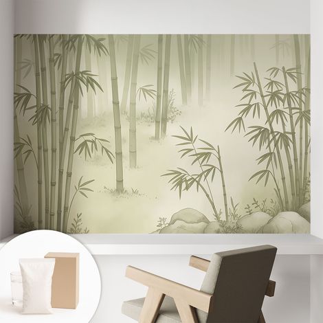 Papier peint intissé mural avec colle pour salon et chambre Décoration murale rapide - Colle incluse gratuite Paysage serein 104x70 cm (1/5)