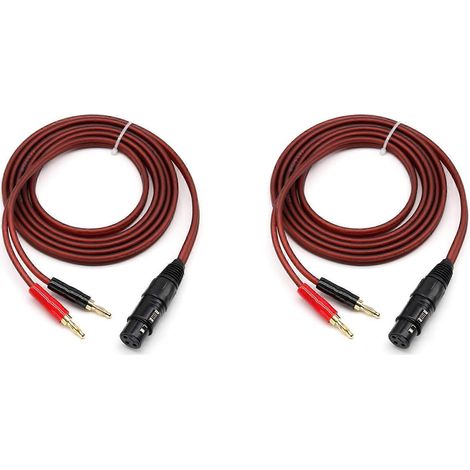 Câble audio 2x XLR vers banane, XLR femelle 3 broches vers double fiche banane, fiche plaquée or 4 mm vers XLR3 Pro HiFi (1/5)