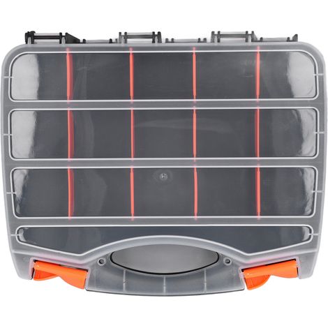 Boîte de rangement double face avec compartiments amovibles en PVC pour composants électroniques et vis (1/5)