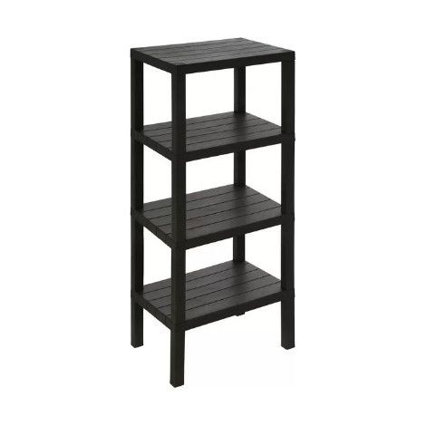 Colonna Bagno Scaffale 4 Ripiani Plastica Feridras Woody - Colore: Nero (1/3)