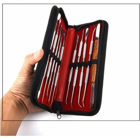 10 Outils Sculpture Cire Acier Inox, Double Extrémité Argile Poterie DIY Étau (1/4)