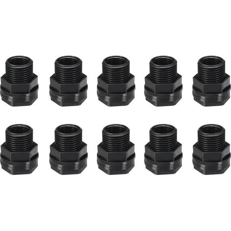 10Pcs Raccord de Cloison NPT1/2 Femelle X GHT 3/4" Mâle Noir (1/5)