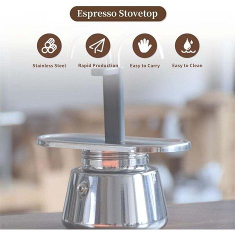 Caffettiera Moka, mini caffettiera Moka da 90 ml, caffettiera in acciaio inox stile italiano, deliziosa macchina per espresso fai da te, per preparare il caffè velocemente, ideale per il campeggio. (1/3)