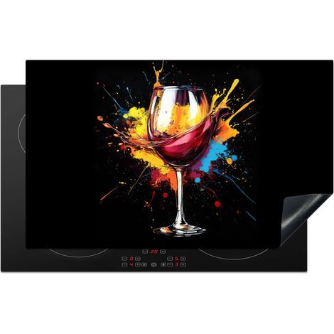 Induction Hob Protector Wine - Glass - Graffiti - Drink - Red - Paint 83x51 cm