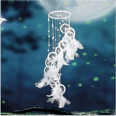 White Dream Catcher Rope Feather Tassel Wedding Home Wall Hangi1pcs (1/4)