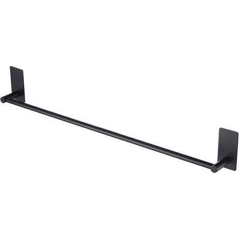 Longziming - Porte-serviettes noir sans perçage - Porte-serviettes auto-adhésif en acier inoxydable SUS 304 - Porte-serviettes de salle de bain de 55 cm, porte-torchons et porte-serviettes de douche (1/5)