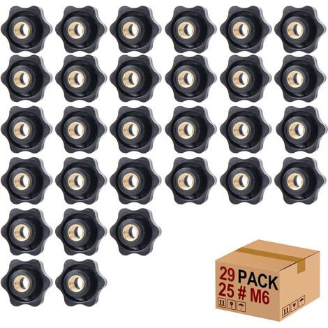 Lot de 29 écrous en forme d'étoile M6 × 25 mm - Filetage intérieur - Bouton de serrage - Écrou moleté - Pour machine à outils, machine (M6) (1/5)
