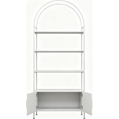 Libreria ad arco a 4 ripiani con mobile basso a doppia anta, bianca, 80 x 30 x 187 cm (1/5)