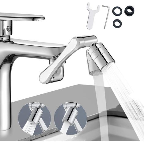 Schwenkbarer Wasserhahn, 1080° drehbar, Wasserhahn-Luftsprudler, Wasserhahn-Verlängerung für Küche und Badezimmer