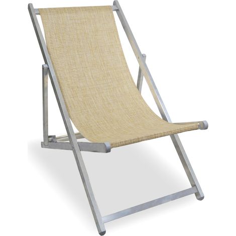 Sedia a Sdraio Alex in alluminio e textilene colore beige pieghevole da esterno