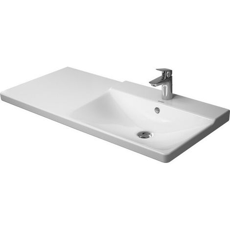 Duravit P3 Comforts mueble lavabo lavabo recto con plataforma para grifo rebosadero 1050x500mm sin orificio para grifería blanco