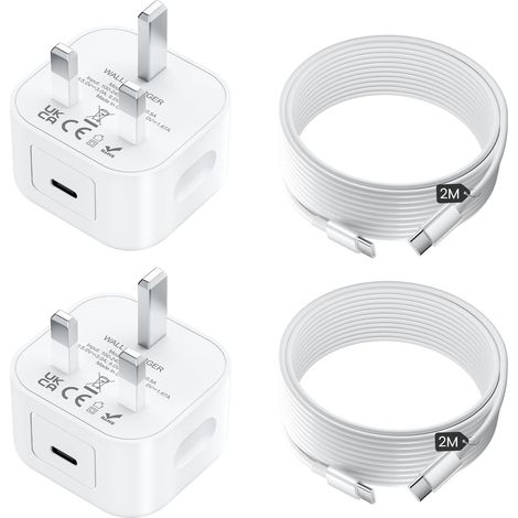 iPhone 17/16/15 Ladegerät, USB-C Schnellladeadapter mit 2 m Kabel (US BC auf C), 2er-Pack, 25 W PD-Stecker für iPhone 17/17 Air/16/15/15 Pro/Pro Max, iPad Pro/Air/Mini (1/5)