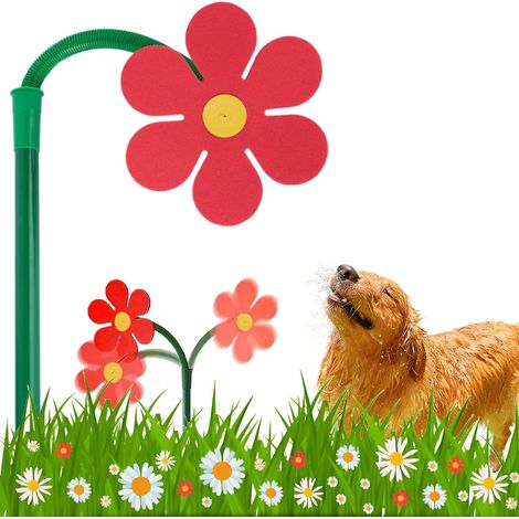 360° drehbarer Sonnenblumen-Gartensprenger, solarbetriebener Rasensprenger in Blumenform, Wasserspielzeug für Kinder und Hunde, Bewässerungssystem für Garten, Hof und Rasen, Rosa (1/5)