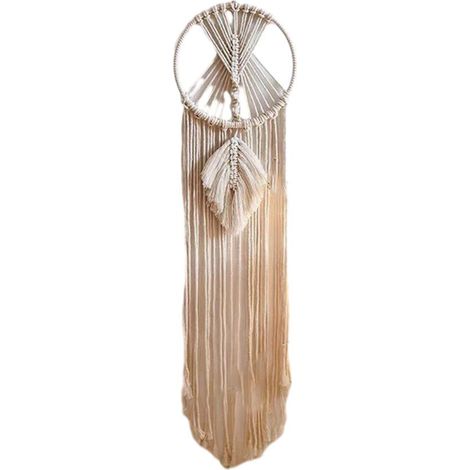 Tapisserie murale en macramé, attrape-rêves en forme de lune, tapisserie tissée, style bohème, décoration intérieure pour chambre d'enfant, ornements de mariage, cadeaux artisanaux (Lune, sans lumière (1/5)