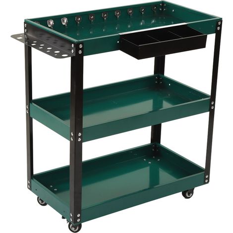 Chariot de rangement à 3 étagères roulant avec roulettes freinables, portable pour outils, capacité de charge 60 kg (1/5)
