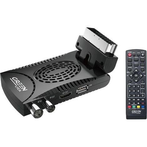 Boîtier TV numérique terrestre GREEN LYCA, DVB-T/T2, SCART + HDMI + USB - Noir (1/2)