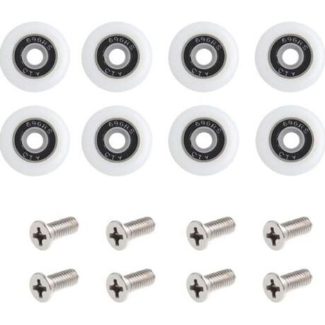 Aimoonsa – Set mit 8 Ersatzrollen für Duschkabinentüren – 23 mm Durchmesser – Strapazierfähiges Nylon für leichtgängiges Gleiten – Inklusive Edelstahlschrauben (1/3)