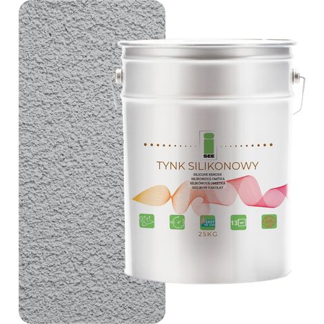Enduit de façade extérieur en silicone gris clair 1,5 mm, qualité supérieure, 25 kg