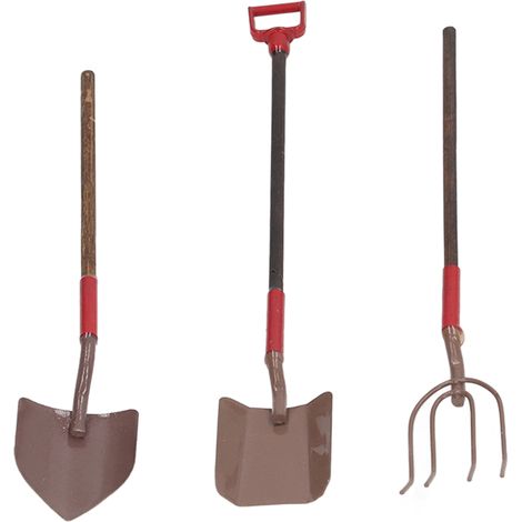 Outils de Jardin Miniatures 1:12 pour Maison de Poupée, 3 Pièces Accessoires de Jardinage Paysager Marron (1/5)