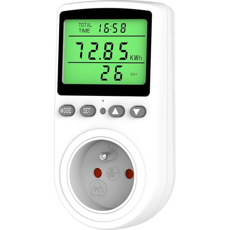 Wattmètre Prise Compteur d'Énergie Consommation Electrique Rétroéclairé (1/5)