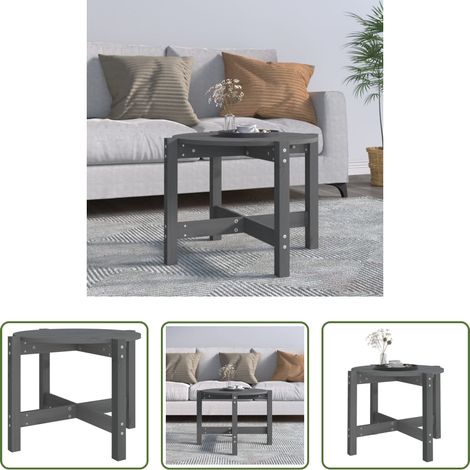 Table basse en pin - Table basse Gris Ø 62,5x45 cm Bois massif de pin (1/5)
