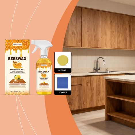 Möbelpoliturspray für Holz – Polieren, Aufarbeiten, Reinigen, Pflegen, Instandhalten, Glanzverleihen und Aufhellen – 355 ml1, Schwamm1, Handtuch1 -- DE (1/5)