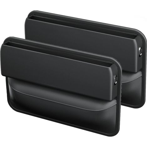 (2 pièces noires) Boîte de rangement en cuir PU pour console centrale de voiture, côté siège, avec porte-bouteille, pour ranger et organiser les espaces. (1/5)