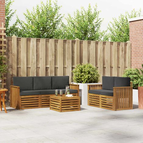 Set divani da esterno modulare in legno massello di acacia naturale e antracite set da 6, 86.04kg - PANGIVO (1/5)
