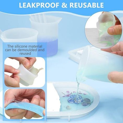 Set of 29 Ailicone Moulds 450 ml / 250 ml / 100 ml with Pipette,Stirring Stick,Non Stick Lot de 29 450ml T RESINE DE LOISIR CREATIF (1/5)