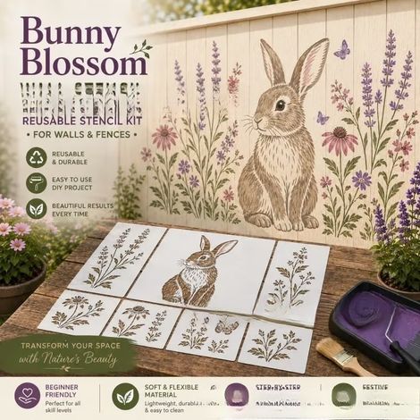 New Reusable DIY Kit for Walls - Reusable Wall DIY Kit with DIY Printing Templates - Rabbit -