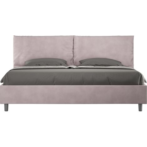 Letto matrimoniale king size con rete imbottito 200x210 microfibra glicine Antea Large