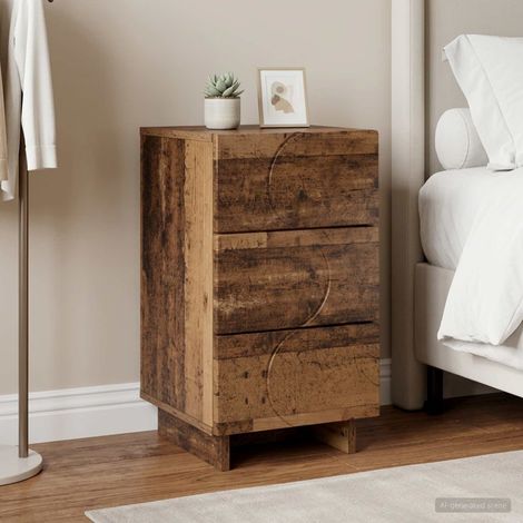 vidaXL Bedside Cabinet Old Wood 33.5 x 34.5 x 60 cm Engineered Wood (1/5)