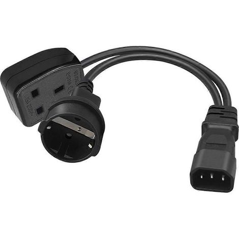 Câble d'alimentation Y IEC320 C14 vers 13A + EU4.8mm, adaptateur 1 entrée 2 sorties (1/5)