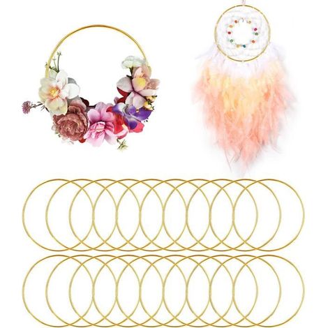 Lot de 20 anneaux en métal doré de 10 cm Décoration murale et créative pour mariages et fêtes (1/5)