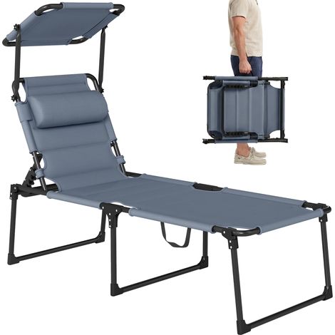Transat Roncobello Bain de Soleil Pliable Extérieur Confortable Gris Noir