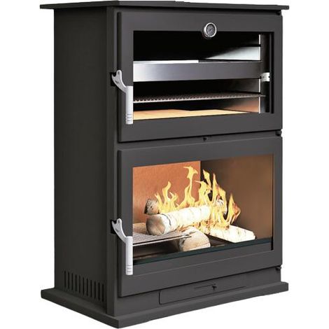 Fm Calefaccion – Poêle à bois avec four Dakota 10.9 kW – Puissance 13.3 kW – Volume de chauffe 295 m3 – Rendement 82% – Système double combustion