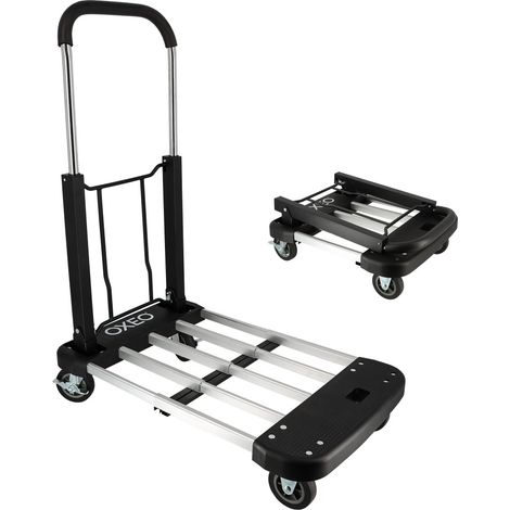Chariot plateforme extensible aluminium - Plateau chargement rétractable min 44cm max 66cm - 200kg - 4 roulettes pivotantes (1/5)